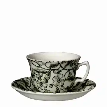 Green Prunus Teacup & Saucer