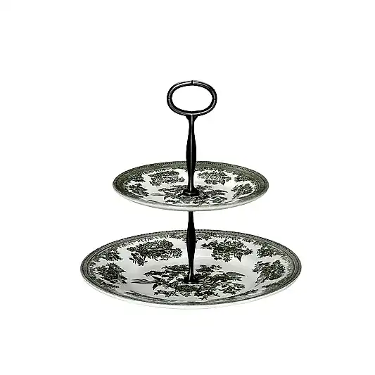 Green Asiatic Pheasants 2 Tier Cake Stand Gift Boxed