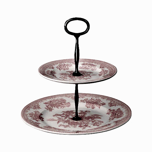Pink Asiatic Pheasants 2 Tier Cake Stand Gift Boxed