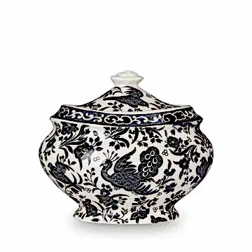 Jam Pot/Covered Sugar - Black Regal Peacock Jam Pot / Covered Sugar Pot 480g/ 1lb