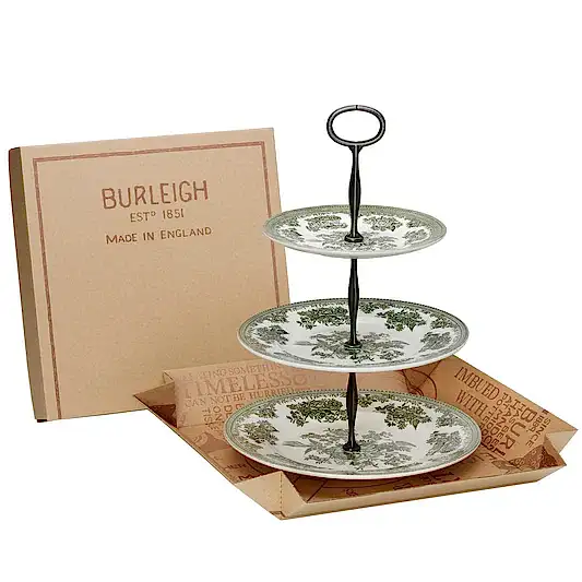 Green Asiatic Pheasants 3 Tier Cake Stand Gift Boxed (17.5cm, 22cm, 25cm)