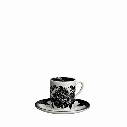 Black & White Asiatic Pheasants Espresso Cup & Saucer