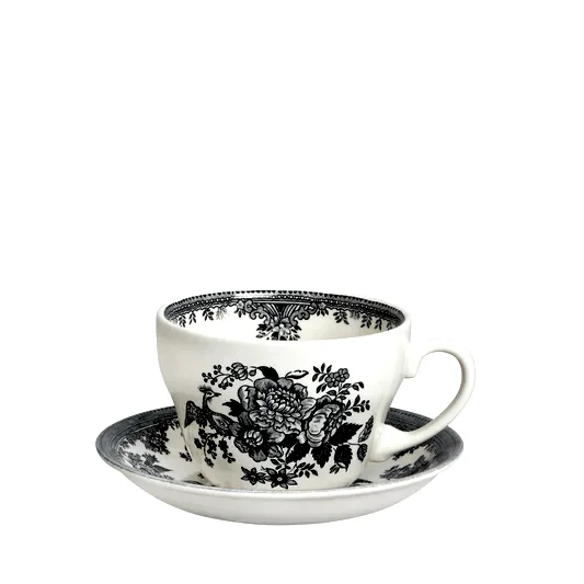 Black & White Asiatic Pheasants Breakfast Cup & Saucer