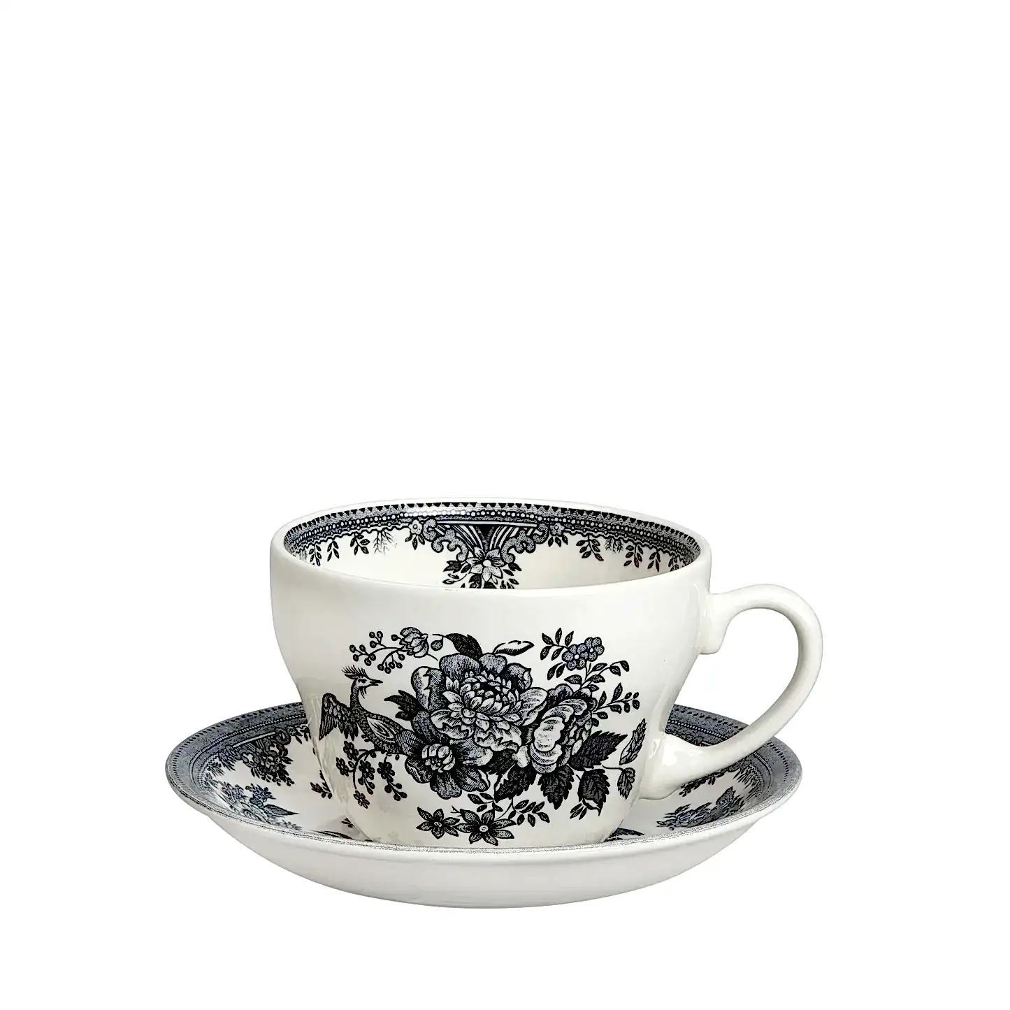 Black & White Asiatic Pheasants Breakfast Cup & Saucer