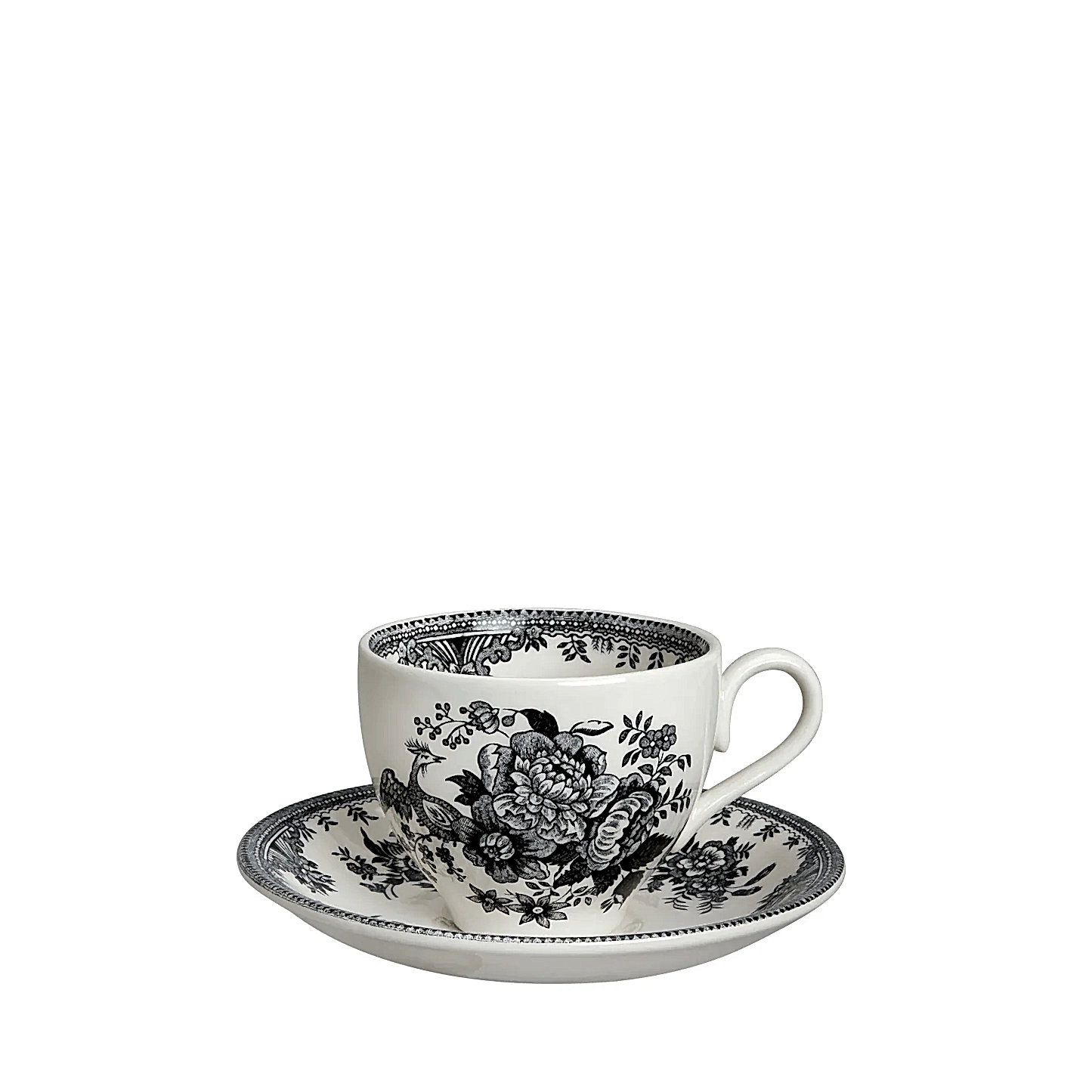 Black & White Asiatic Pheasants Teacup & Saucer