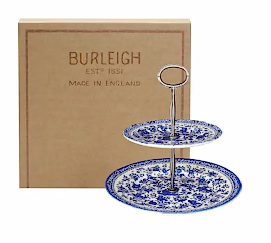 Blue Regal Peacock 2 Tier Cake Stand Gift Boxed