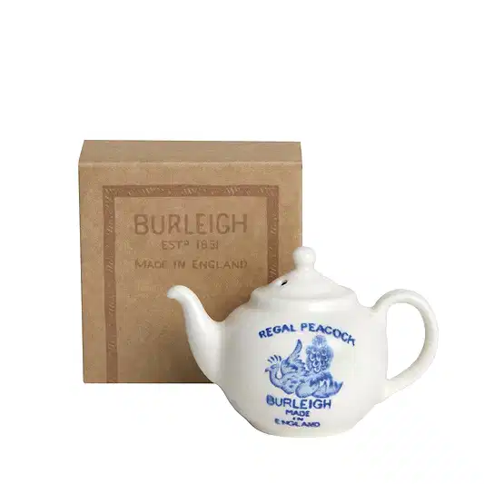 Burleigh Mini Teapot Ornament Apprentice Piece, Blue Regal Peacock