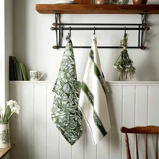 Burleigh x Bedeck of Belfast Green Hibiscus Tea Towel, Pack of 2