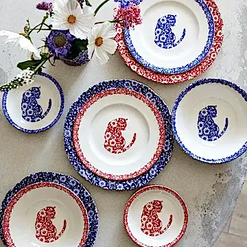 Blue Calico Cat Cereal Bowl
