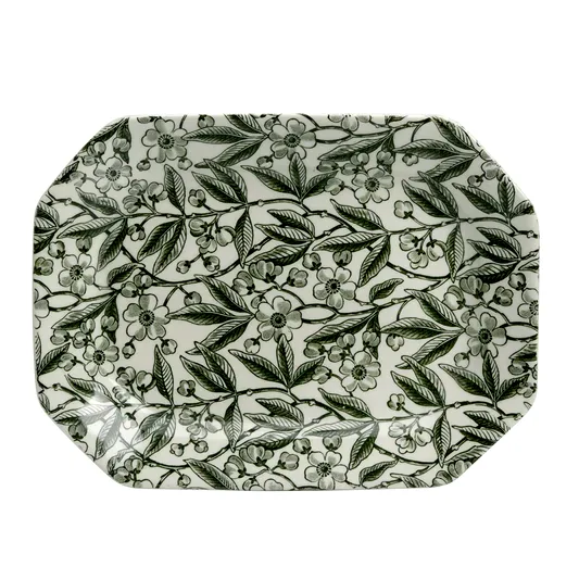 Green Prunus Rectangular Tray 28cm/11"