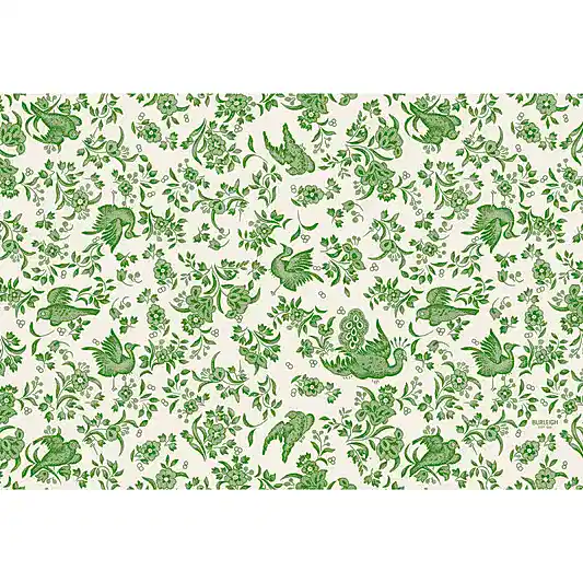 Burleigh x Hester & Cook Green Regal Peacock Paper Placemats, Pack of 18