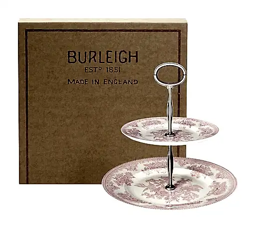 Pink Asiatic Pheasants 2 Tier Cake Stand Gift Boxed