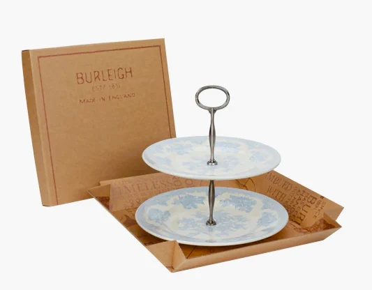 Blue Asiatic Pheasants 2 Tier Cake Stand Gift Boxed