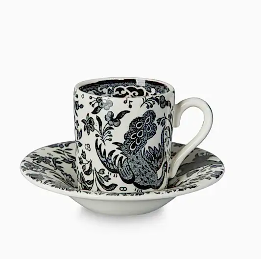 Black Regal Peacock Espresso Cup And Saucer