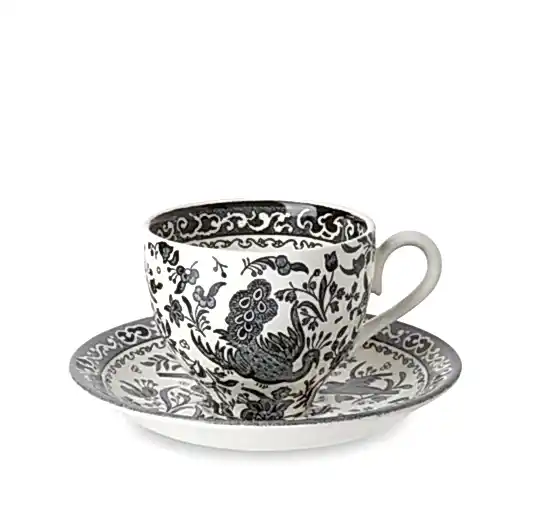 Black Regal Peacock Tea Cup And Saicer