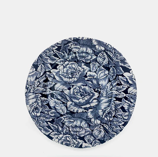 Ink Blue Hibiscus Plate 26.5cm