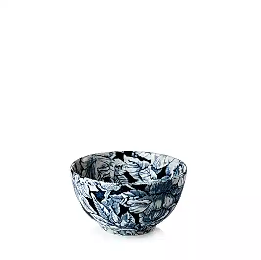 Ink Blue Hibiscus Mini Footed Bowl