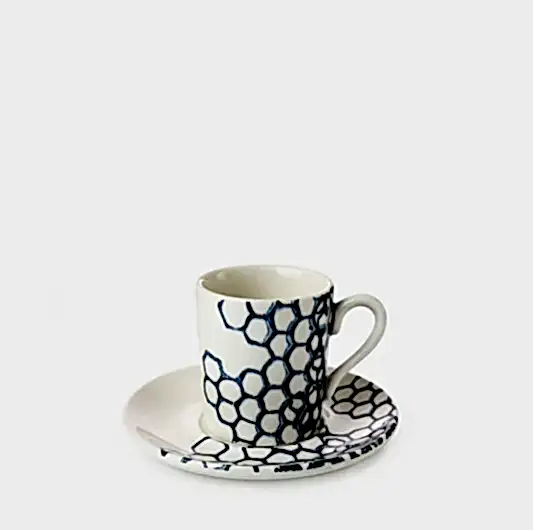 Ink Blue Pollen Espresso Cup and Saucer